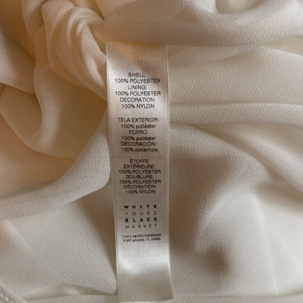 White House Black Market Velvet Tie Blouse Cream Color Size Medium - Picture 8 of 8